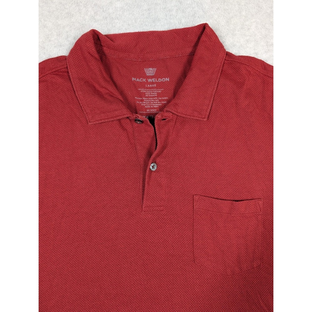 Mack Weldon Men Shirt Large Mesh Polo Short Sleeve Chest Pocket Solid‎